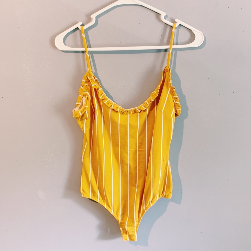 Yellow and white striped bodysuit